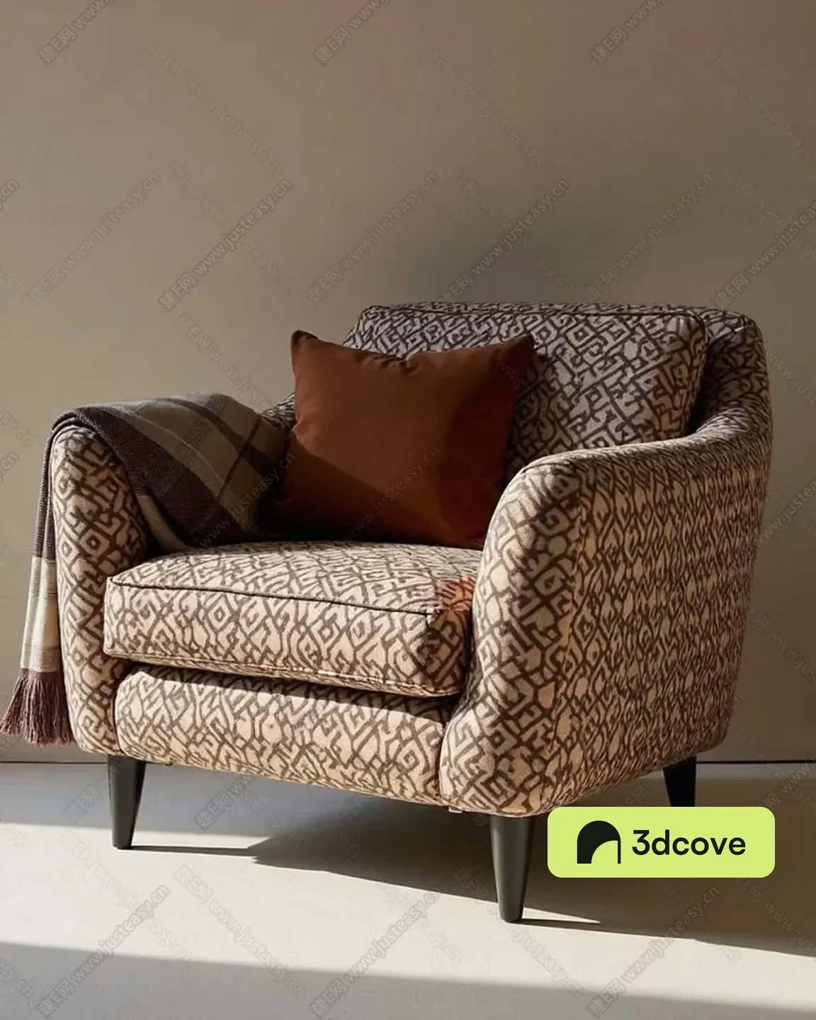 Brown Patterned Armchair
