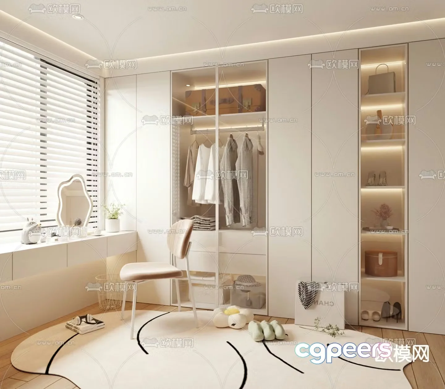 Cream trench coat room 3d model