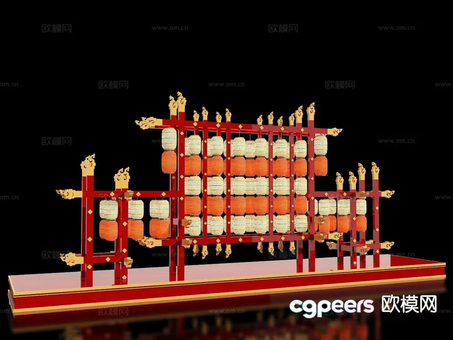 New Chinese style outdoor lantern device Meichen check-in 3D model