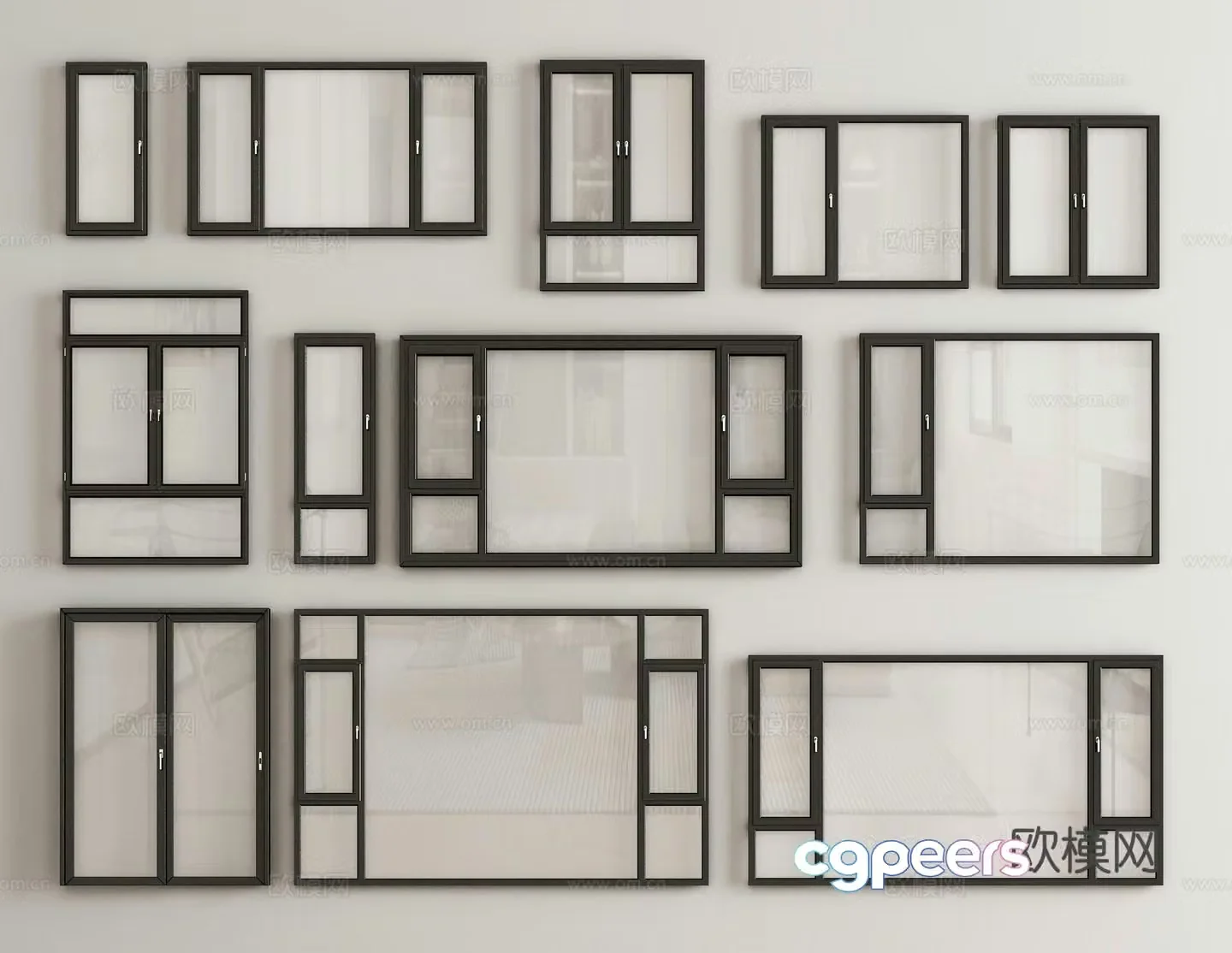 Modern windows casement windows balcony windows floor-to-ceiling windows 3d model