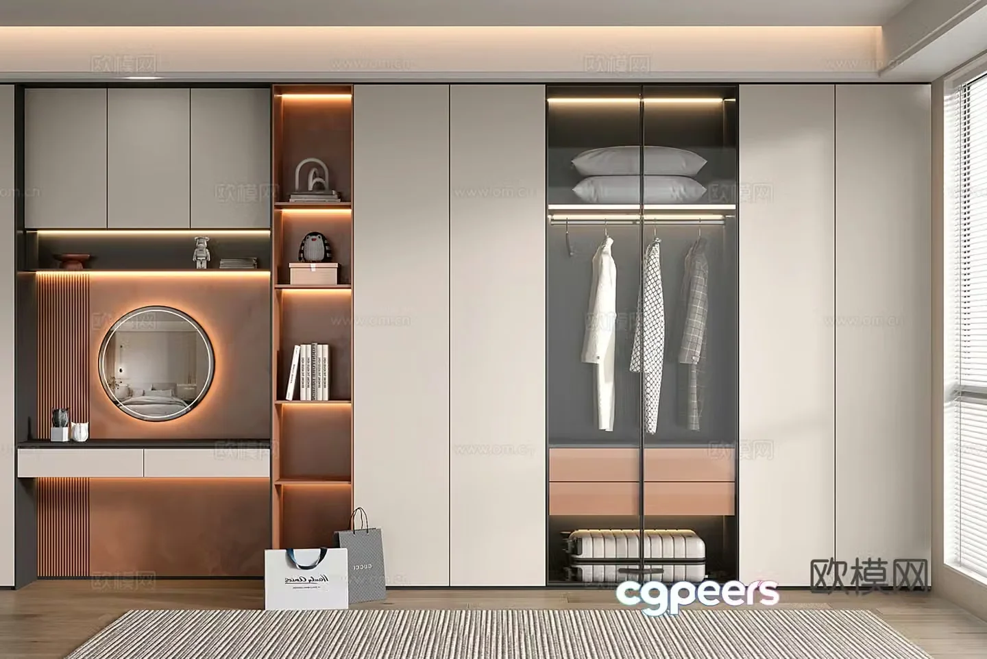 Modern wardrobe dressing table 3d model