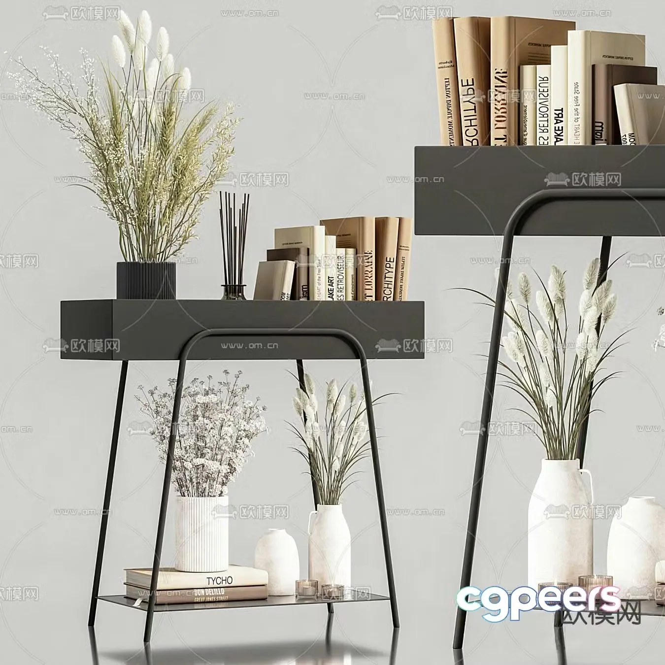 B&B italia modern book dried flower vase ornaments 3d model