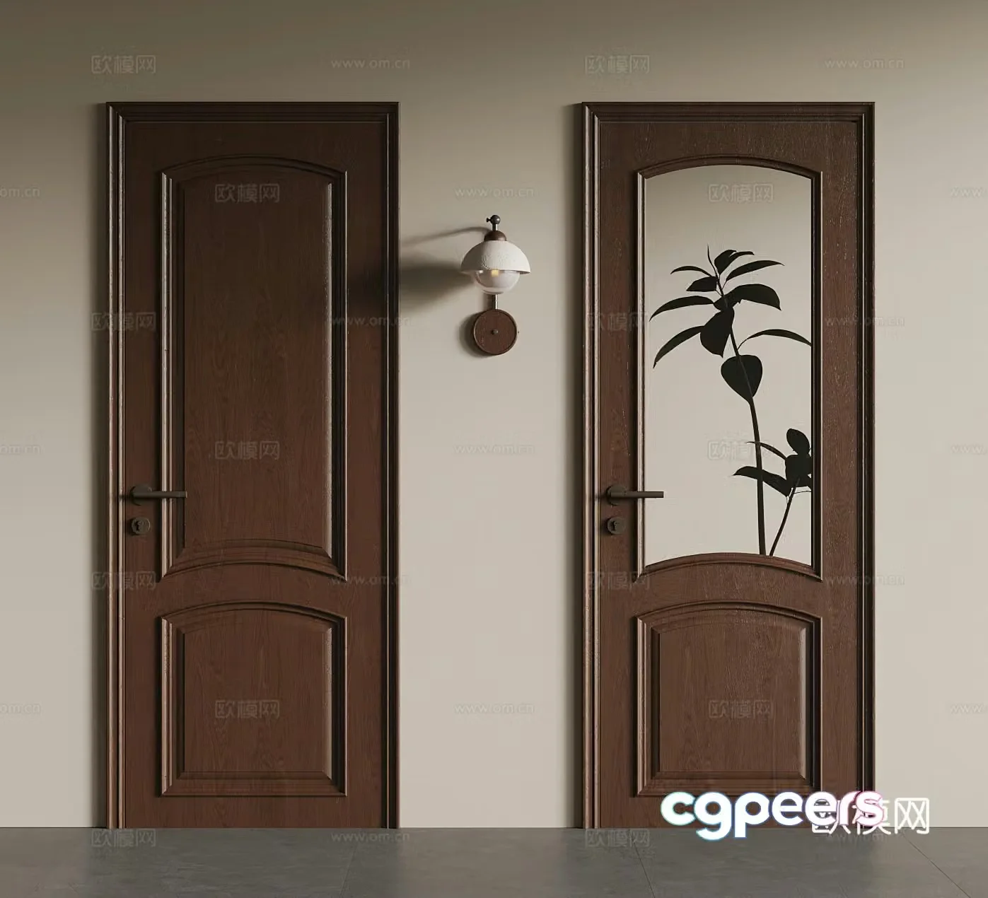 Medium style single-opening interior door 3D model