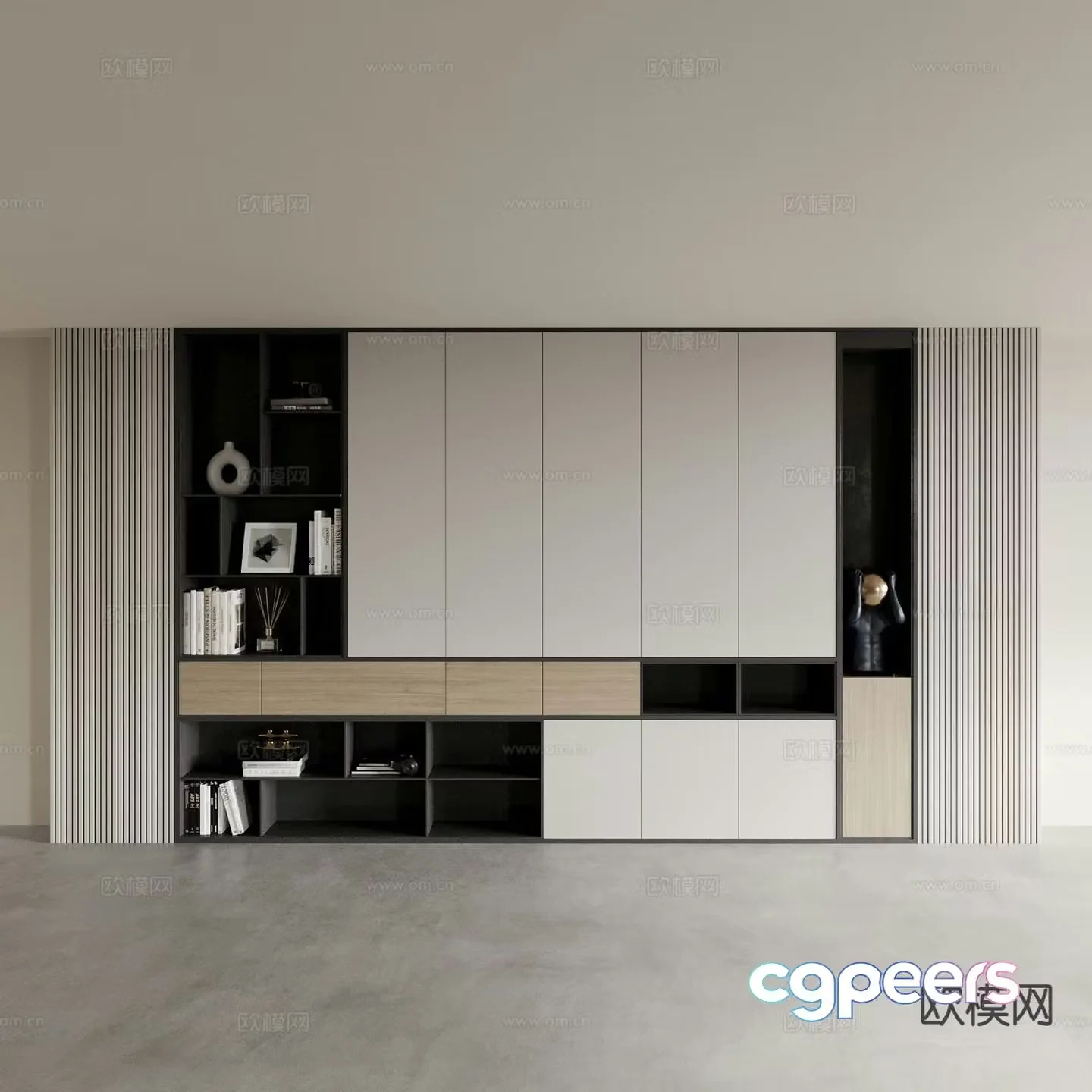 Modern bookcase bookshelf 3d model