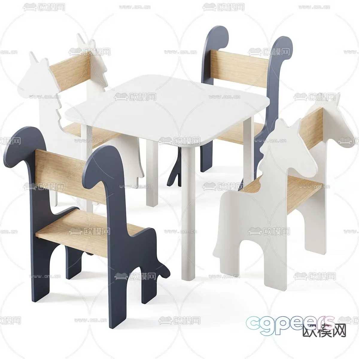 Children’s tables and chairs cartoon tables and chairs 3d model