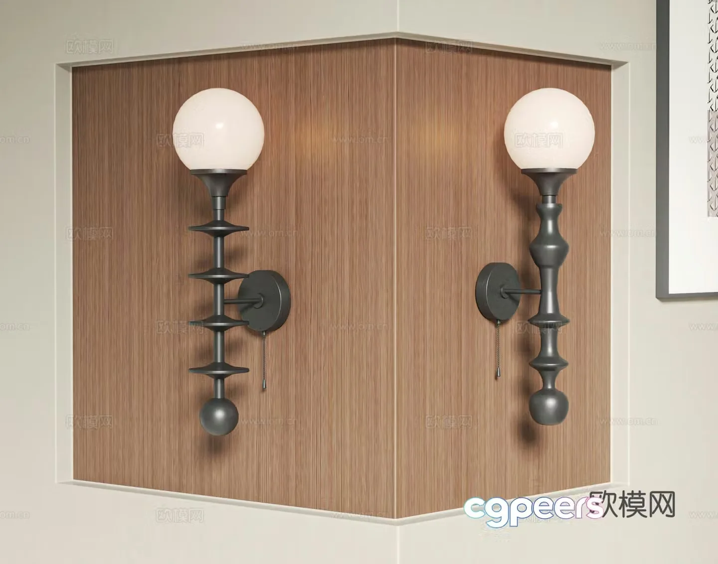 French retro wall lamp 3D model