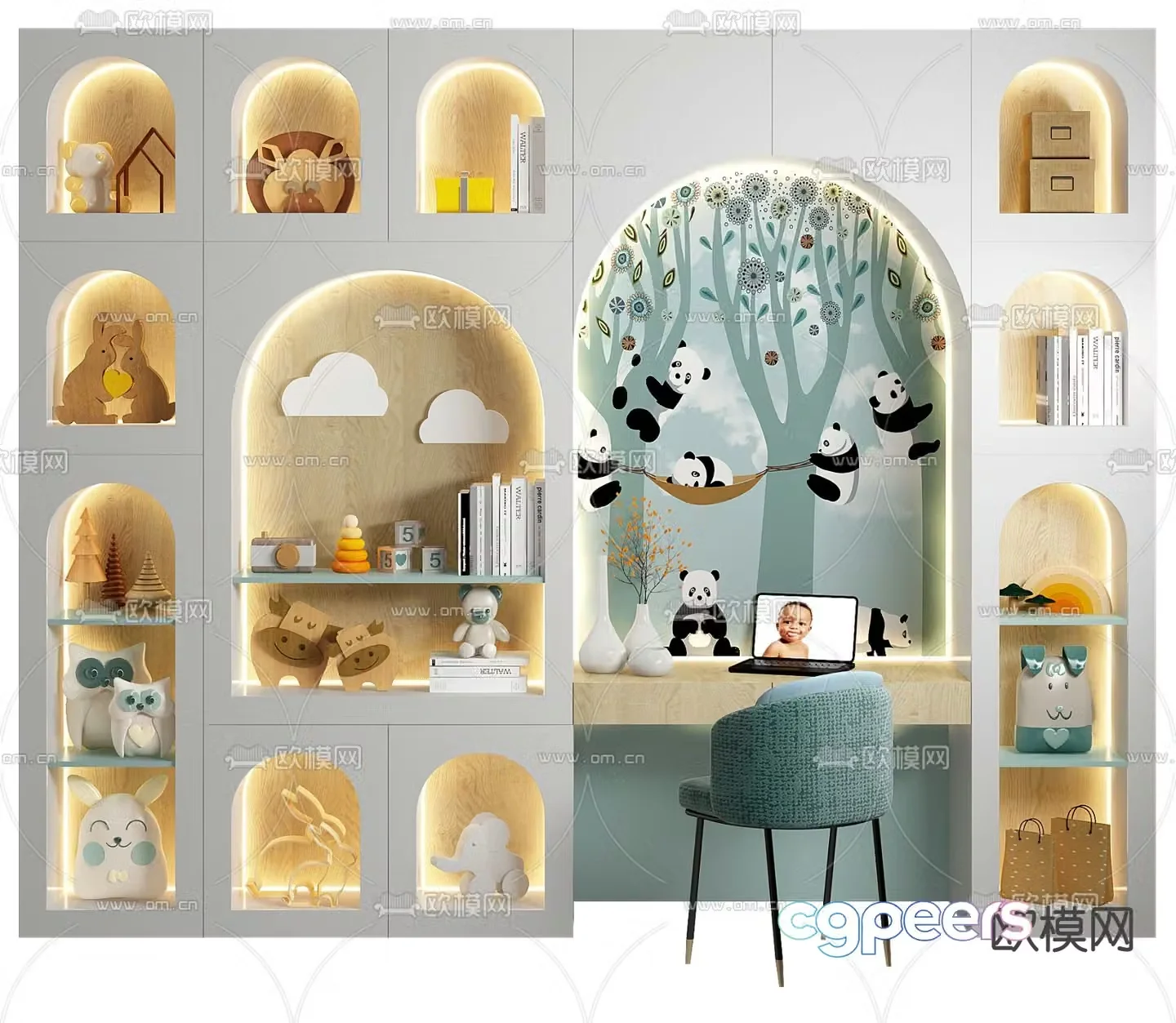 Children’s bookcase desk 3d model