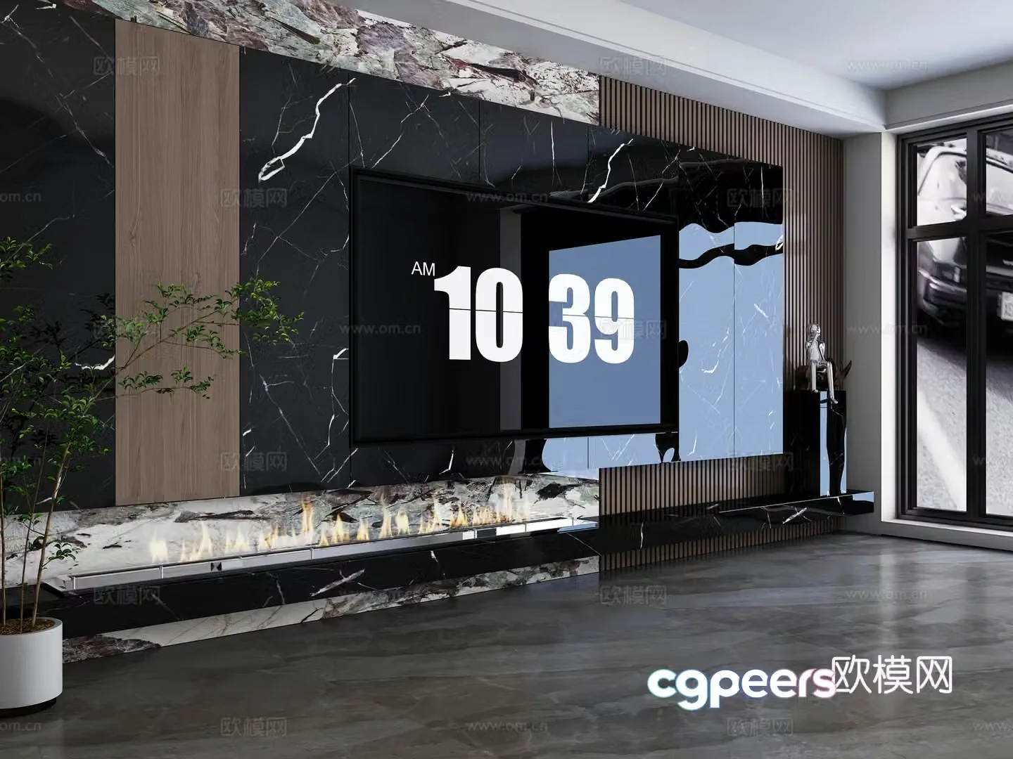 3d model of TV background wall