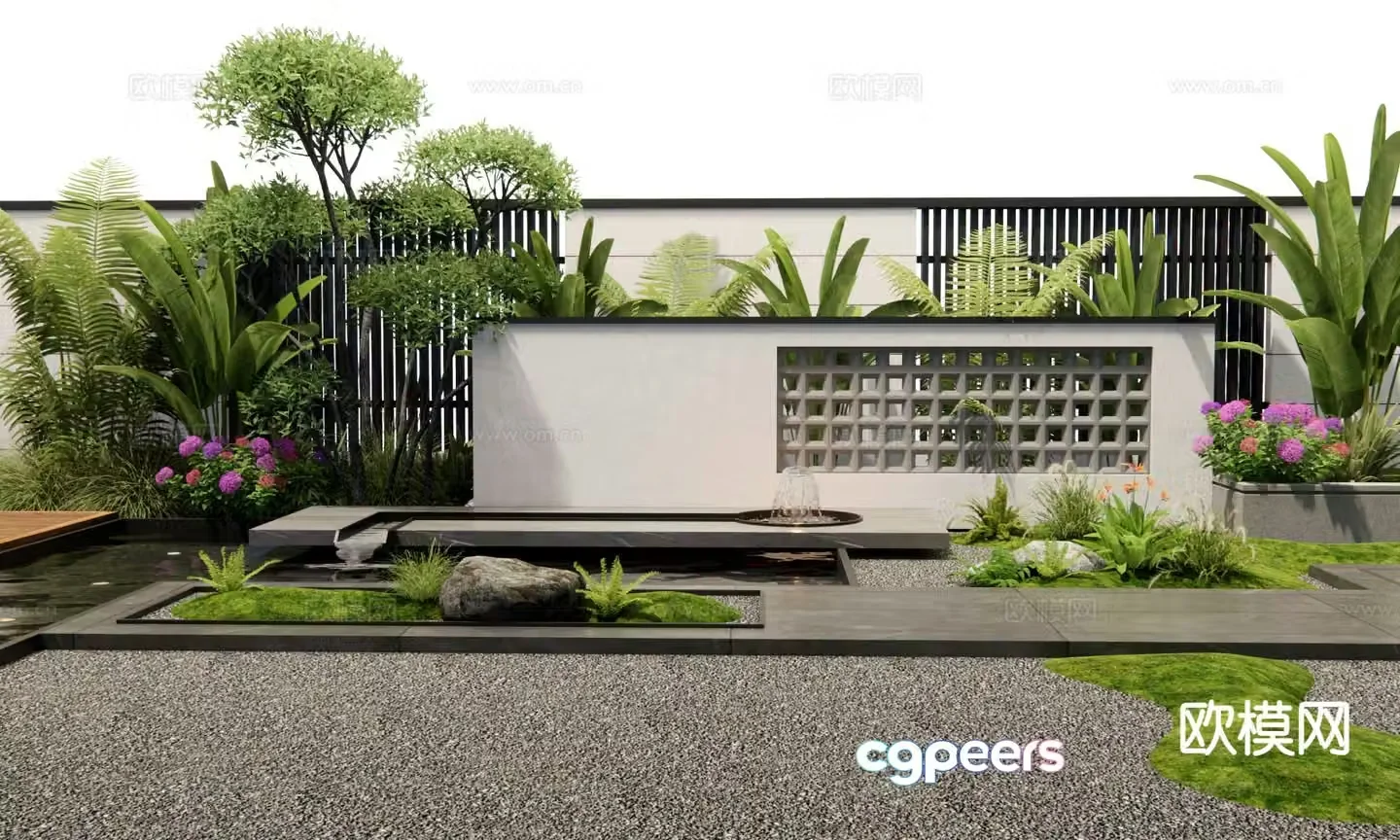 Modern water feature wall fountain water feature 3d model