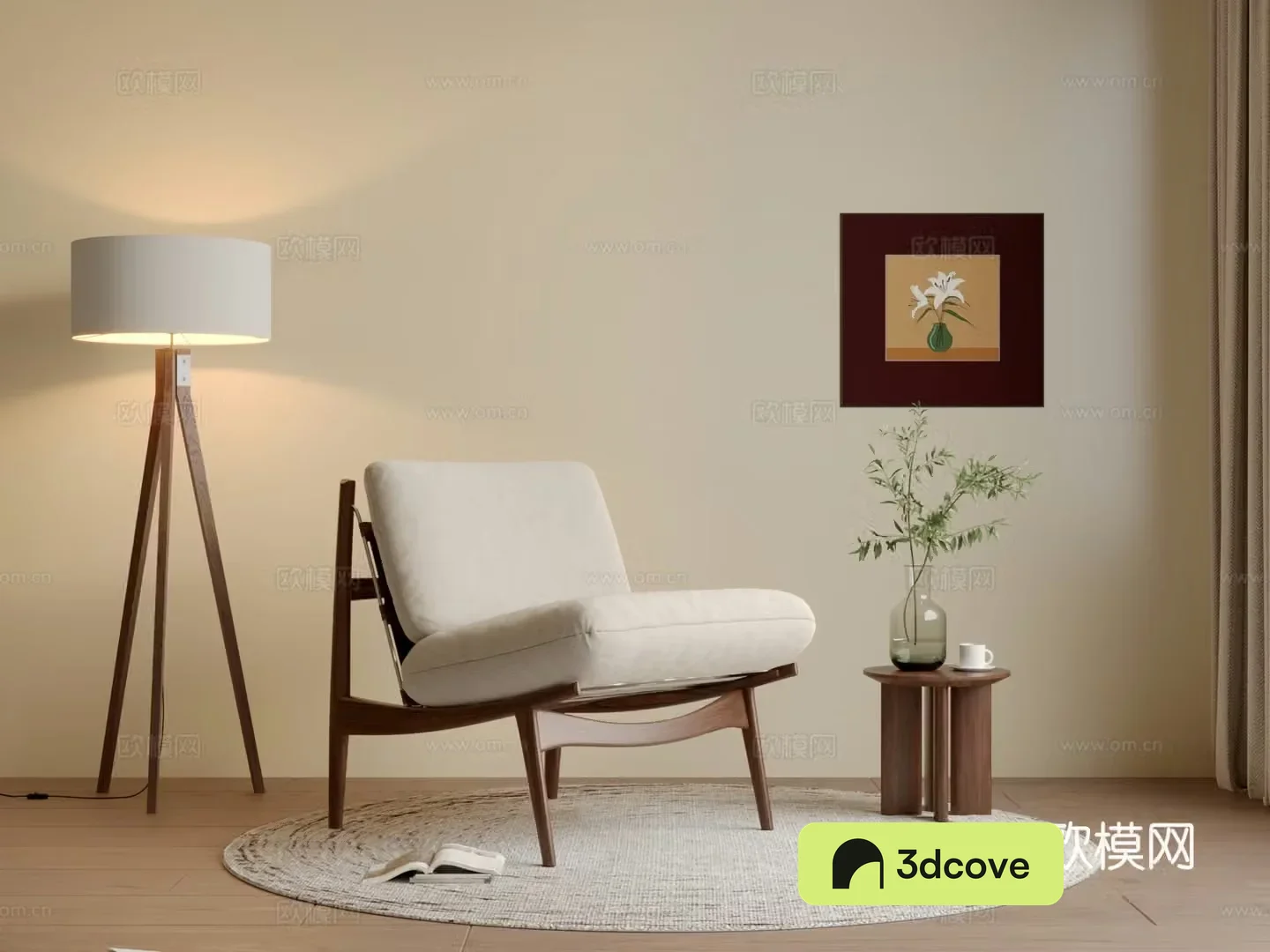 Medium style leisure chair 3d model