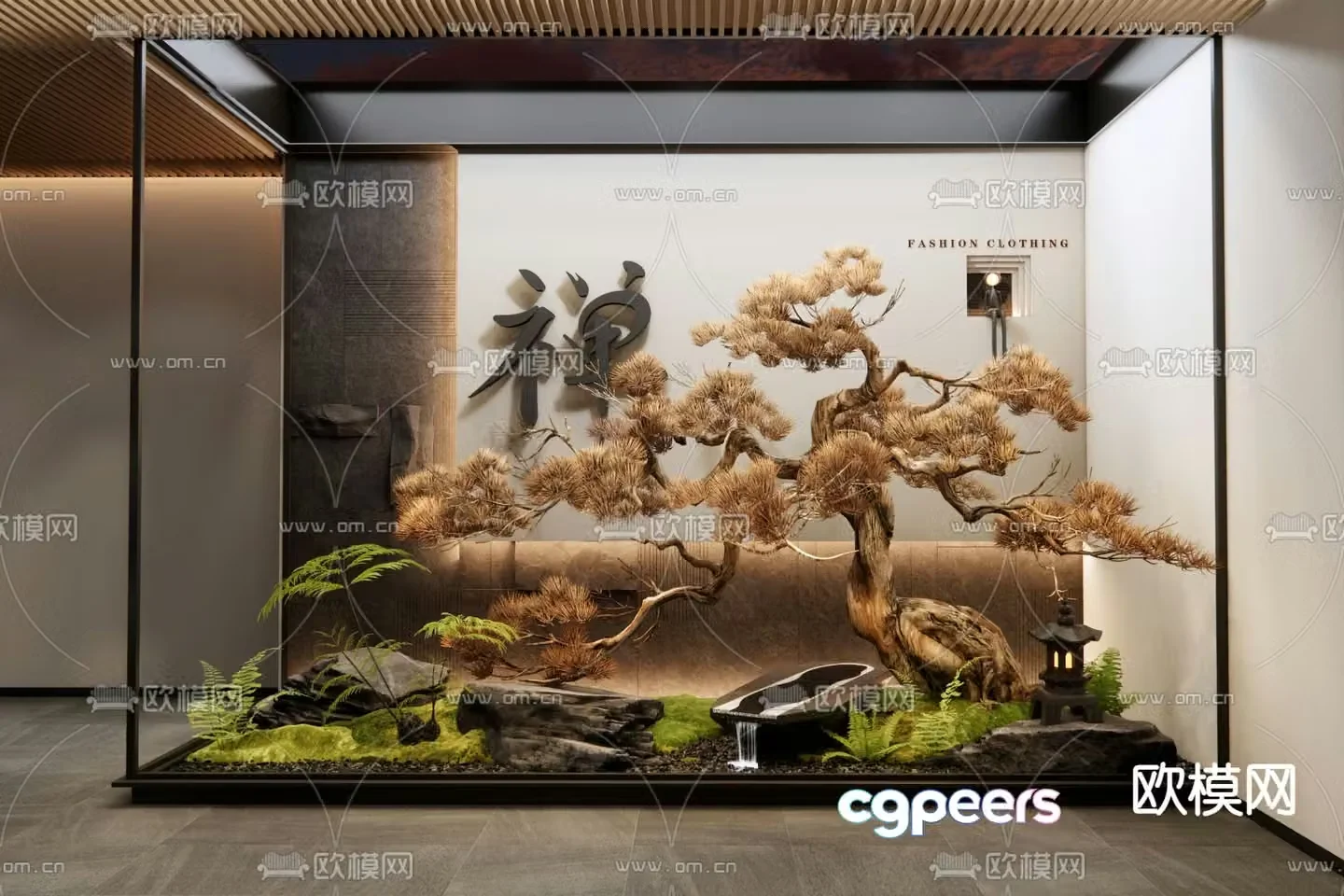 Indoor landscape pine tree landscaping 3d model