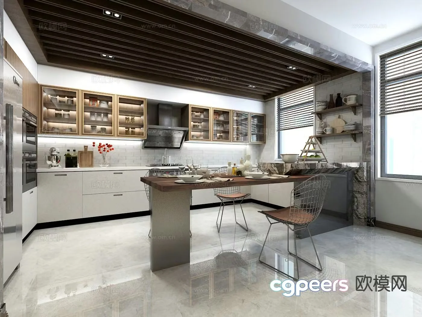 Modern kitchen dining room entrance 3d model