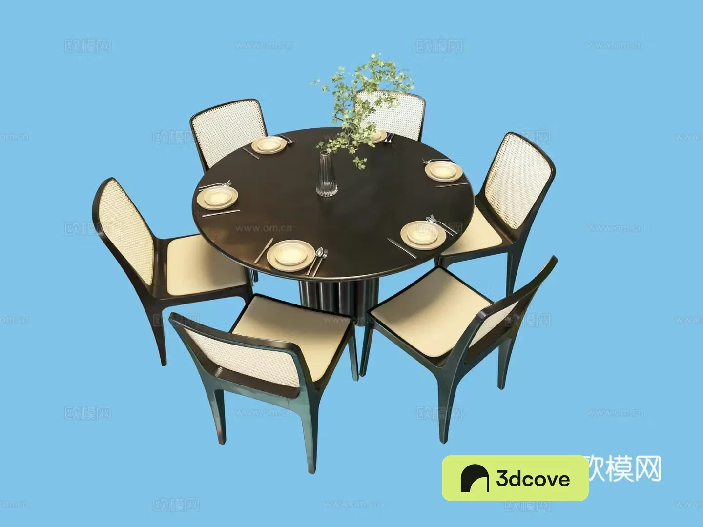 New Chinese style dining table and chairs round dining table