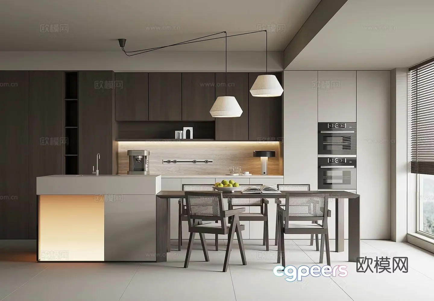 Modern island restaurant 3d model