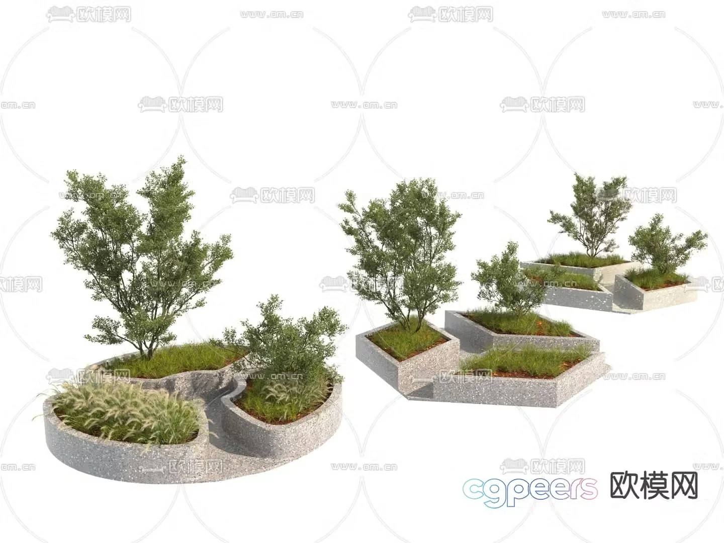 Flower bed Landscape sketch 3d model