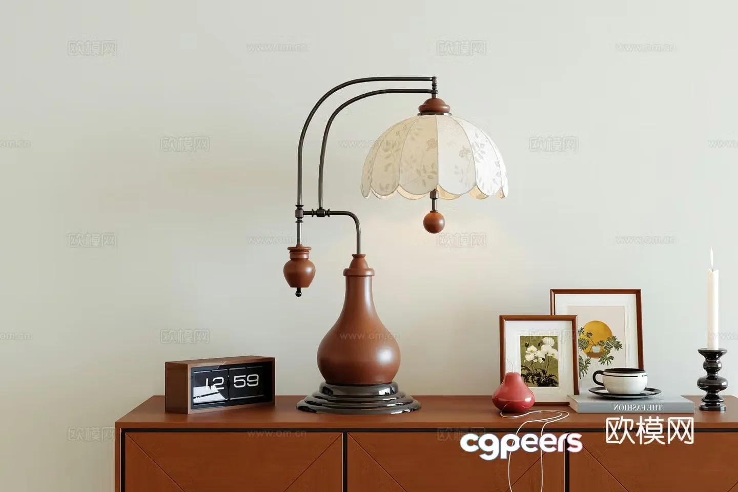 French medieval style table lamp 3d model