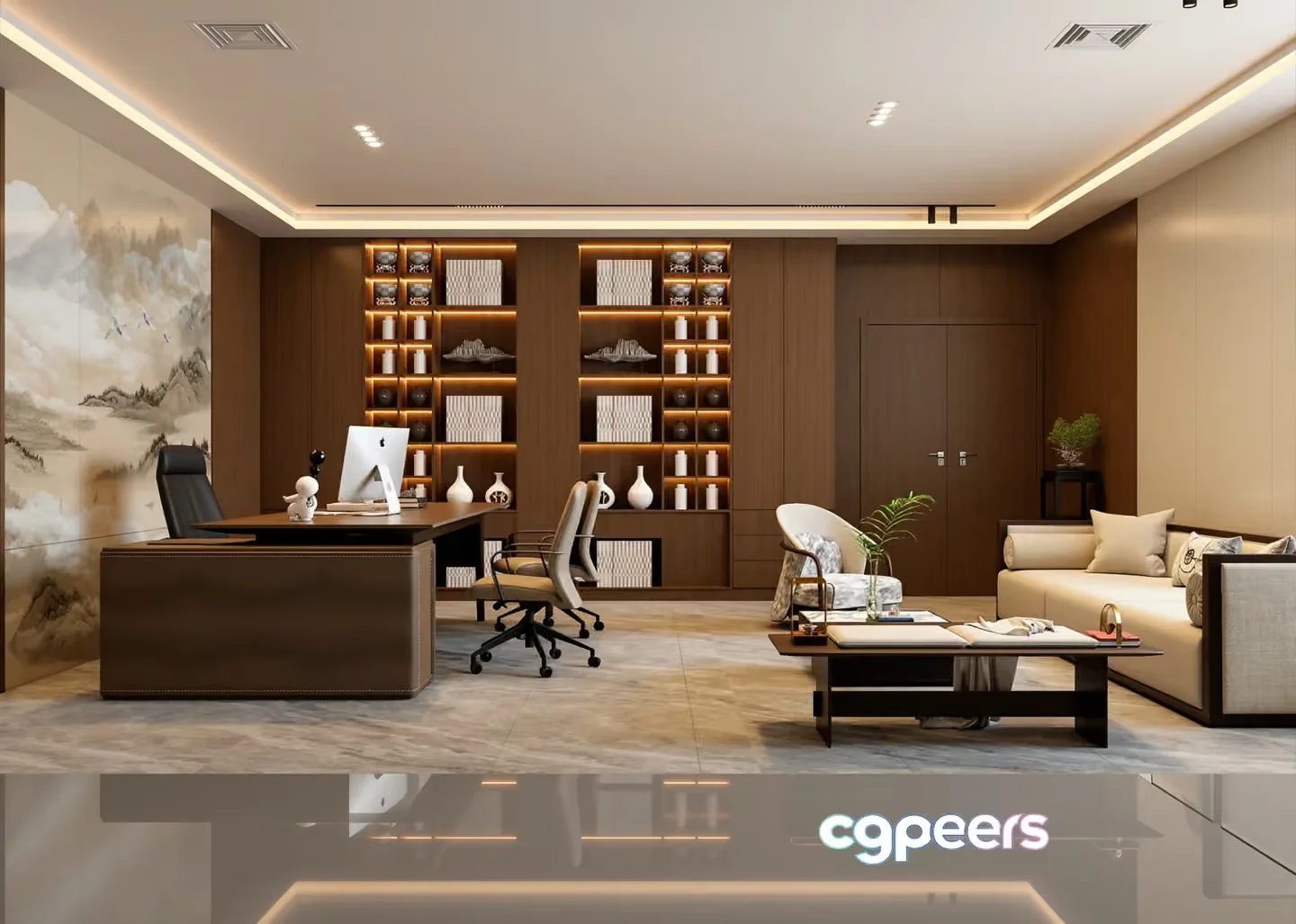Modern Office Space 3D Model – 6938 – VRAY Render