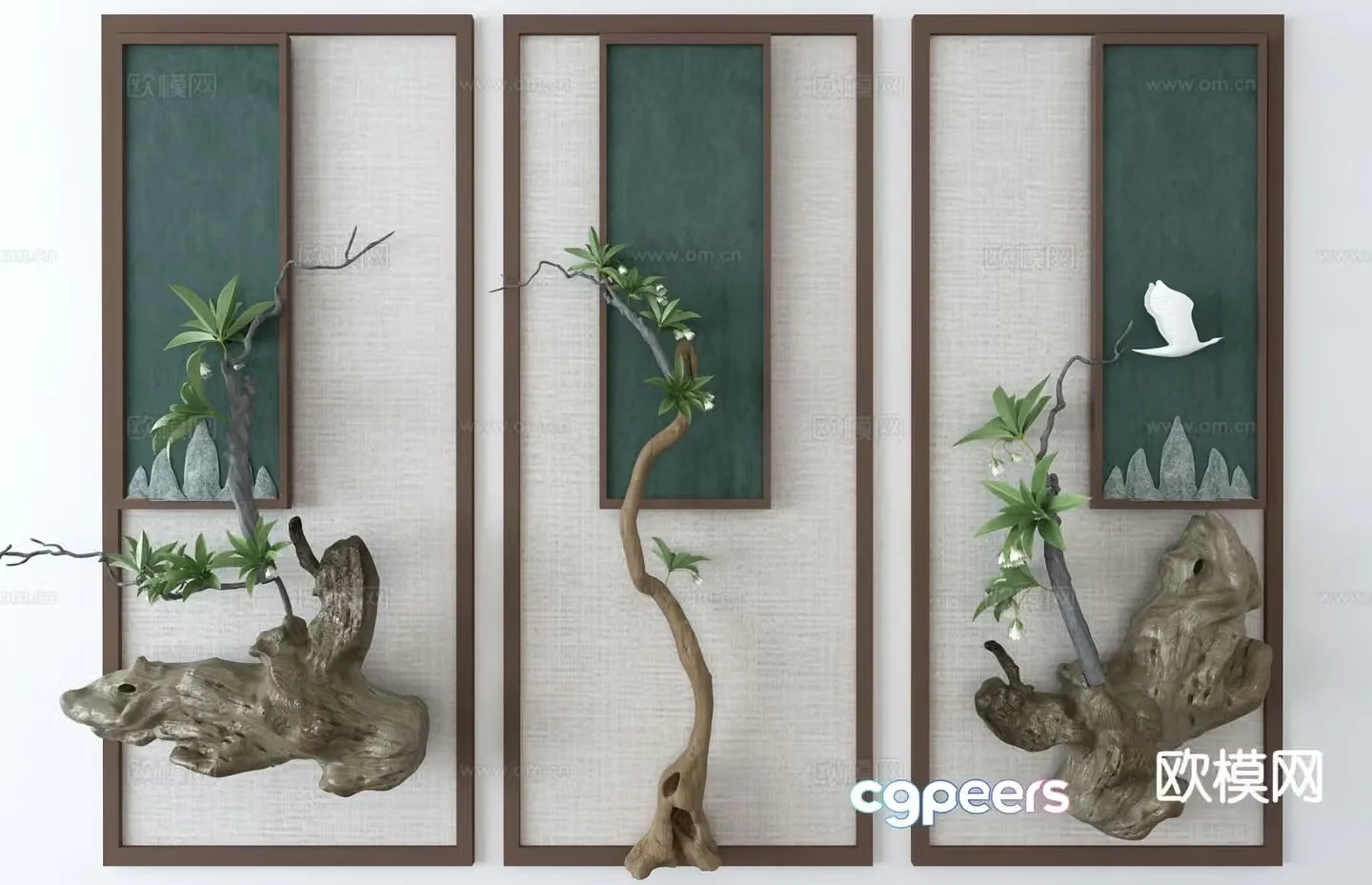 New Chinese style wall decoration plant hanging 3D model