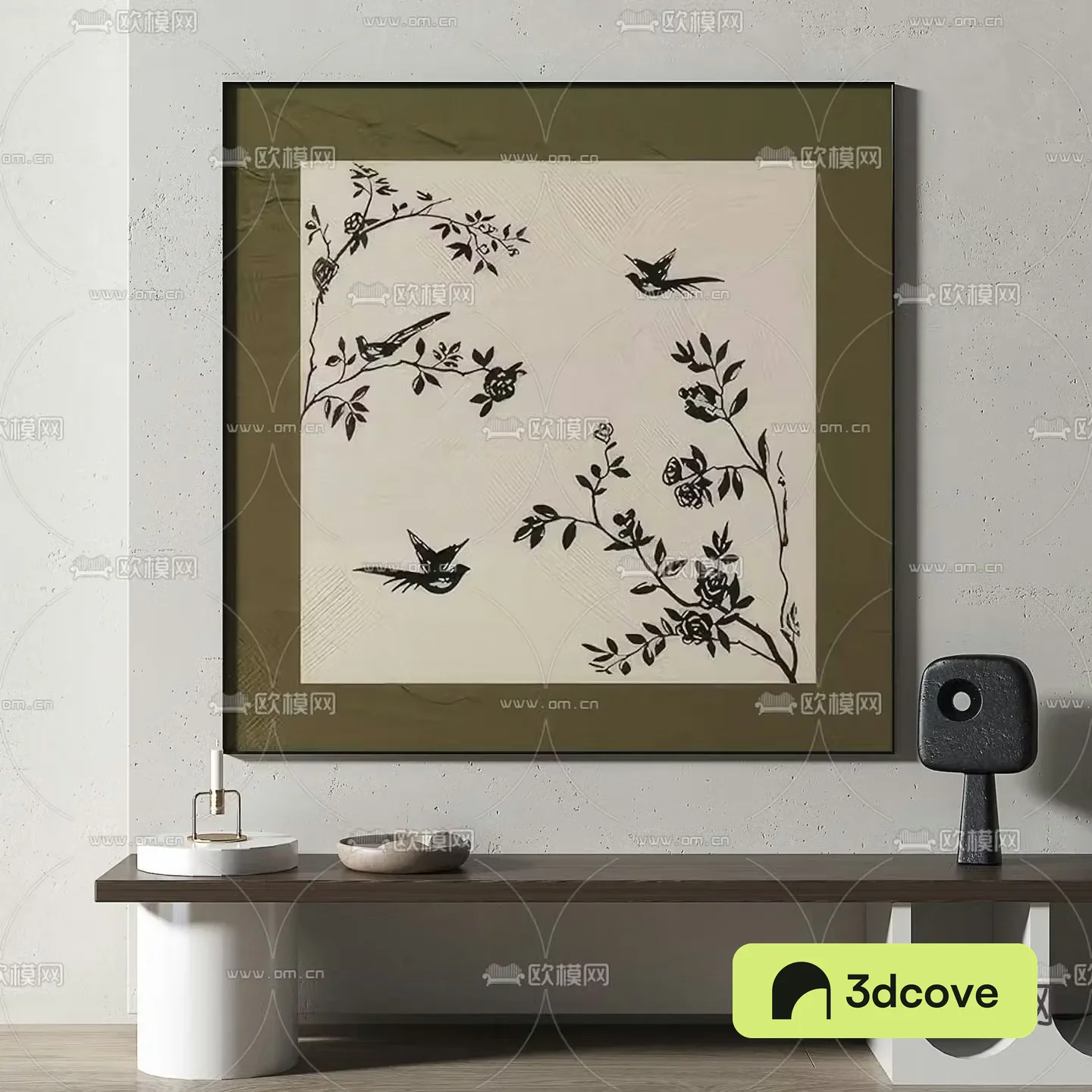 Middle-aged style hanging paintings decorative paintings 3D model