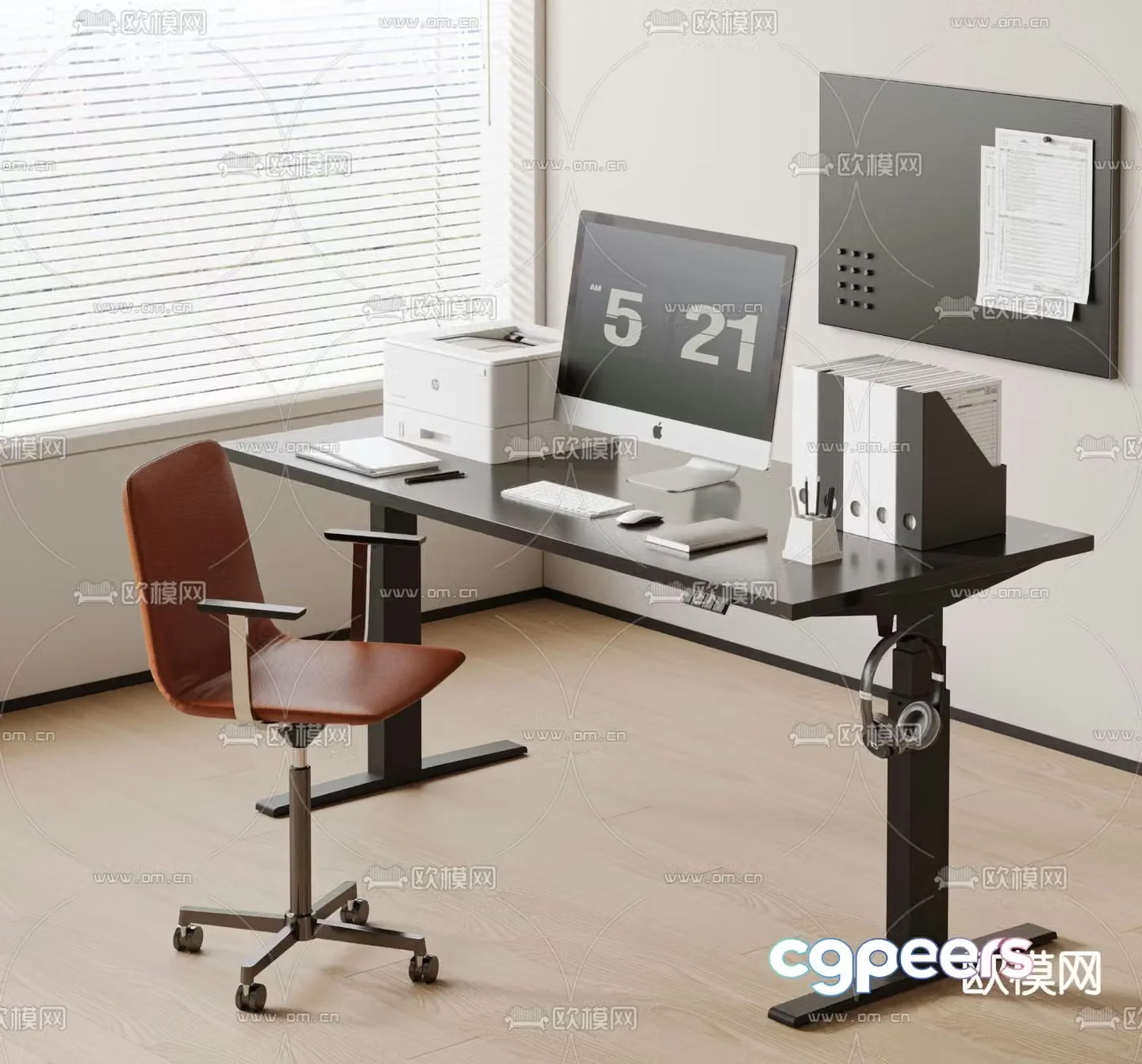 Modern desk chair lift table 3d model