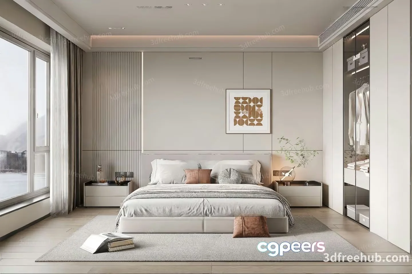 A Modern Bedroom 3D Model – 18962 – VRAY Render