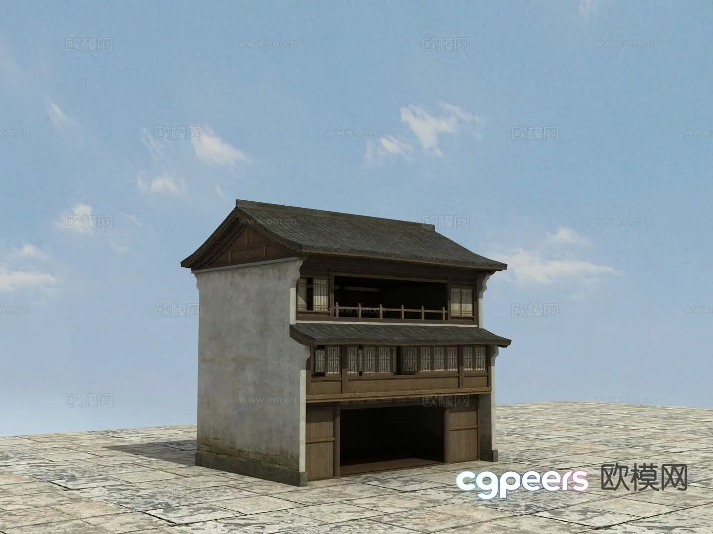 Chinese ancient building tower loft 3d model