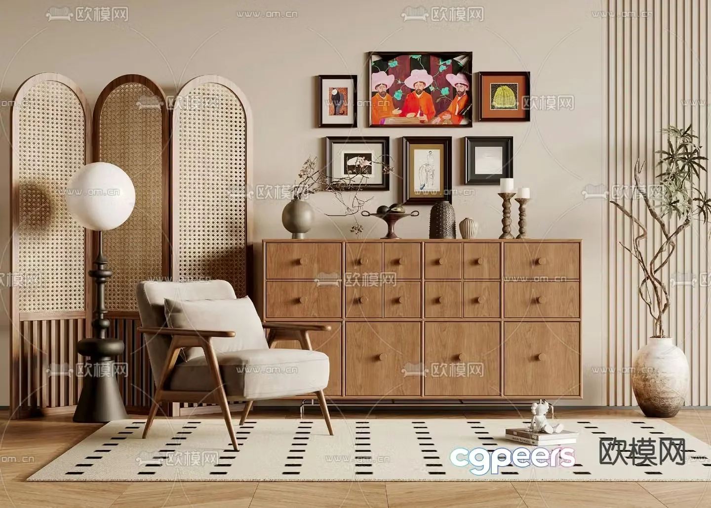 Medieval style sideboard 3d model