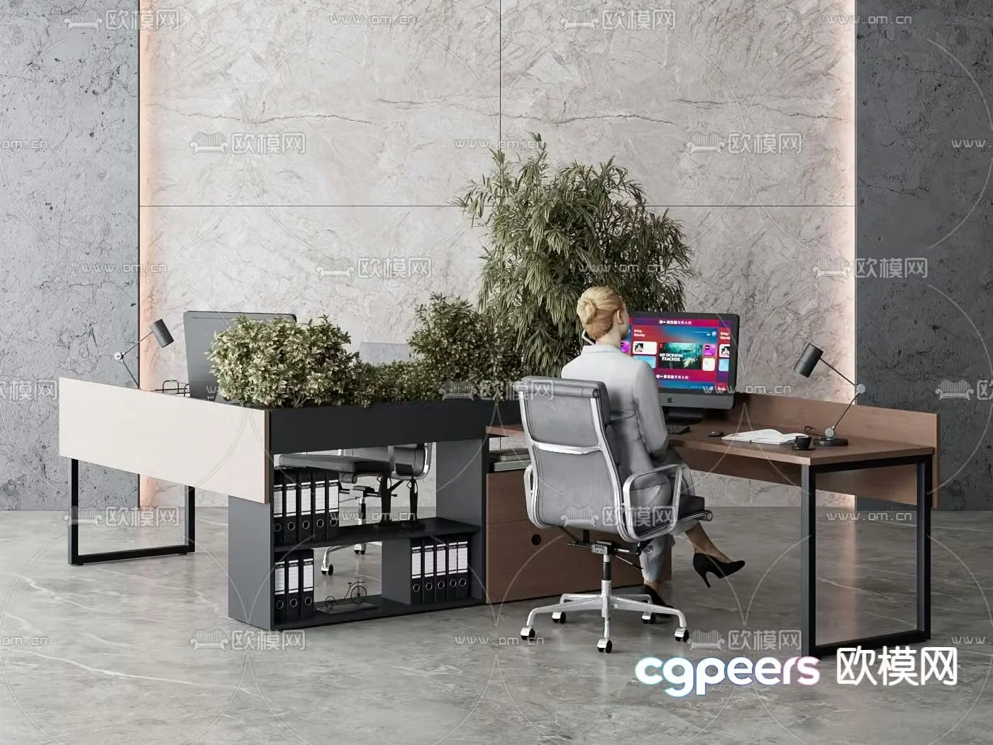 Public table and chair screen card space 3D model