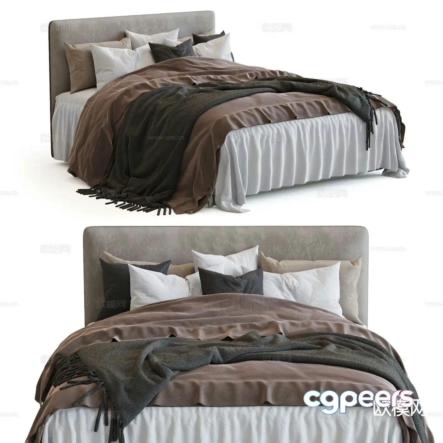 Simple double bed 3d model