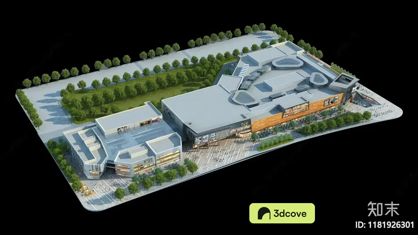 The Main Subject Is A 3D Rendering Of A Building Complex Characterized