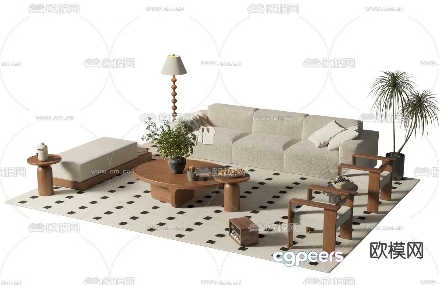 Medieval style modular sofa 3D model