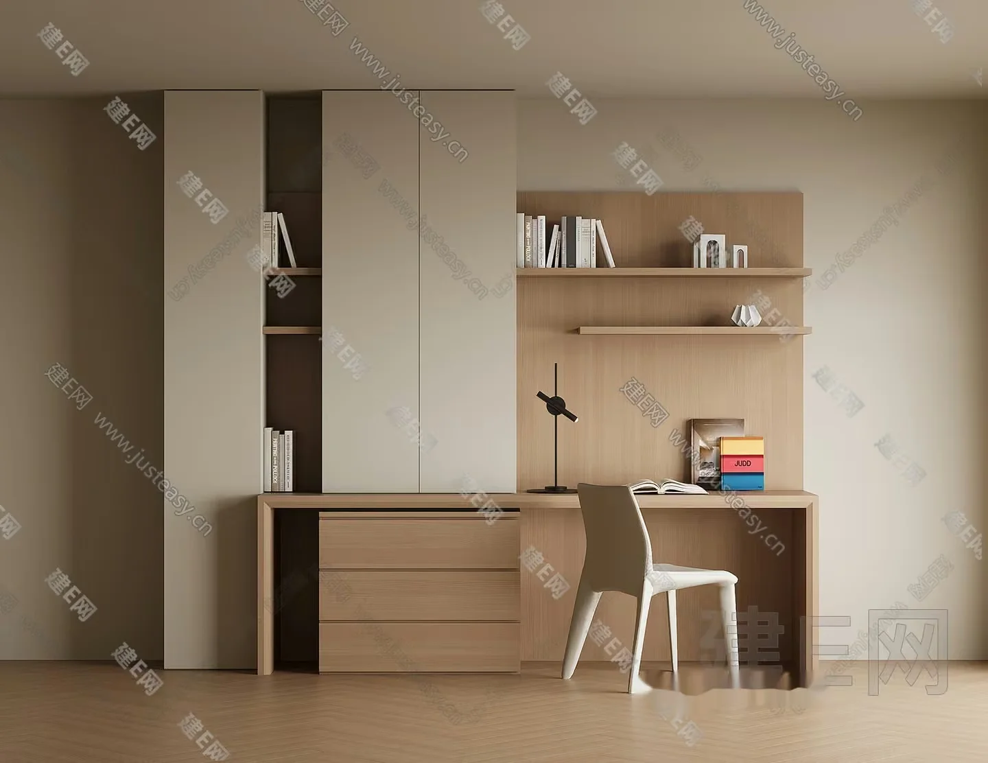 Modern Minimalist Desk 3D Model – 8335 – VRAY Render