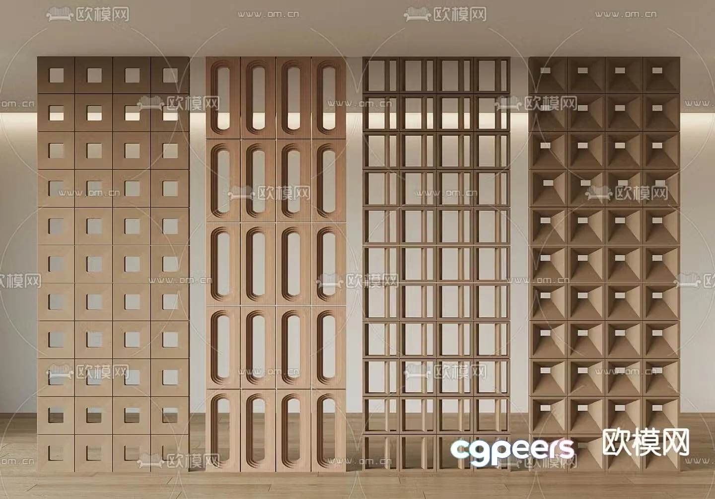 Wabi-sabi hollow partition hollow wall 3D model