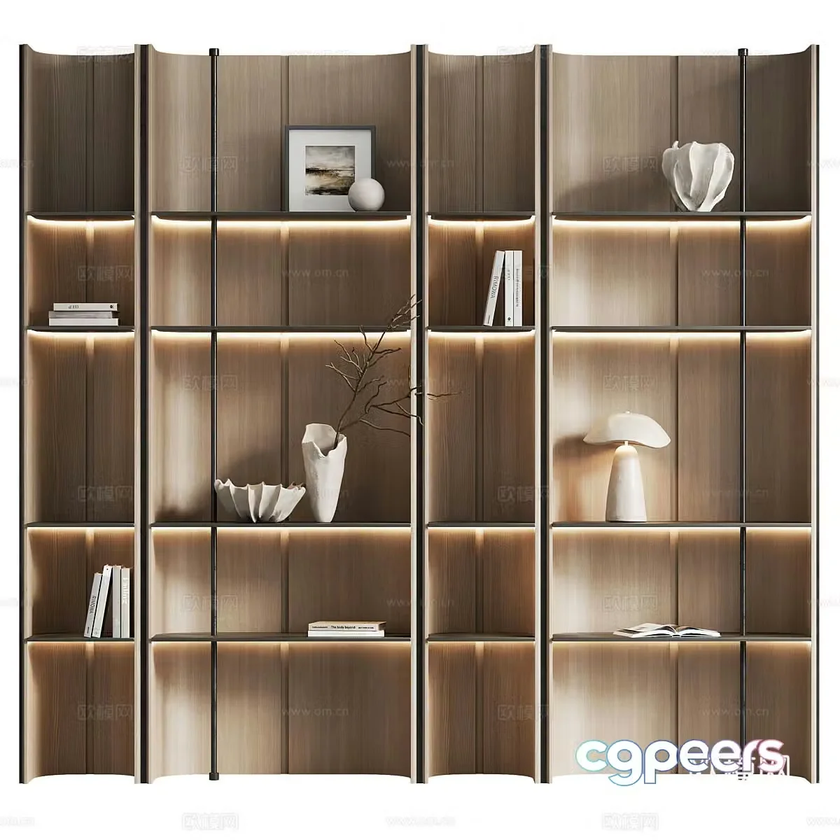 New Chinese style light luxury decorative rack bookcase 3D model