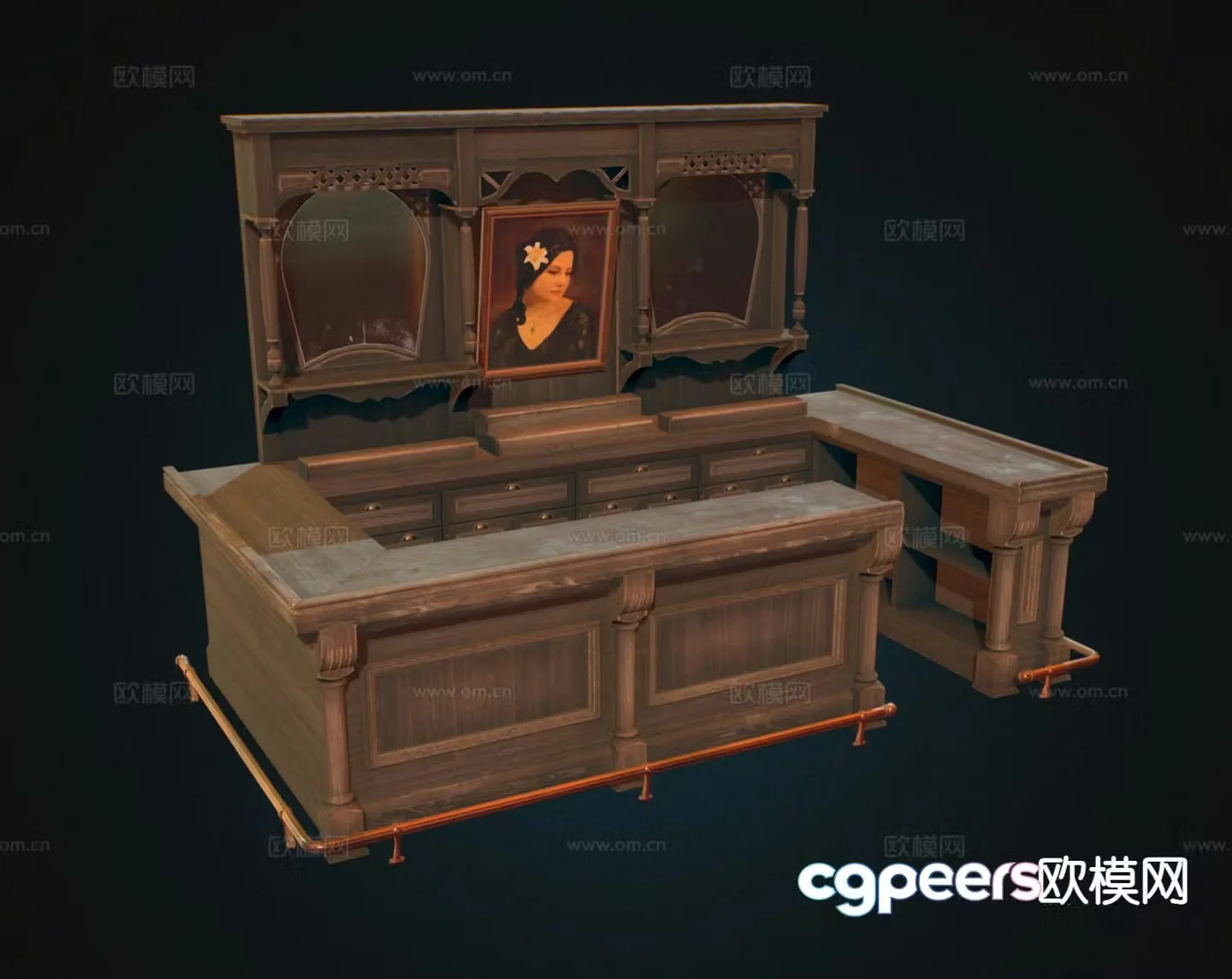 European bar counter old bar counter 3d model