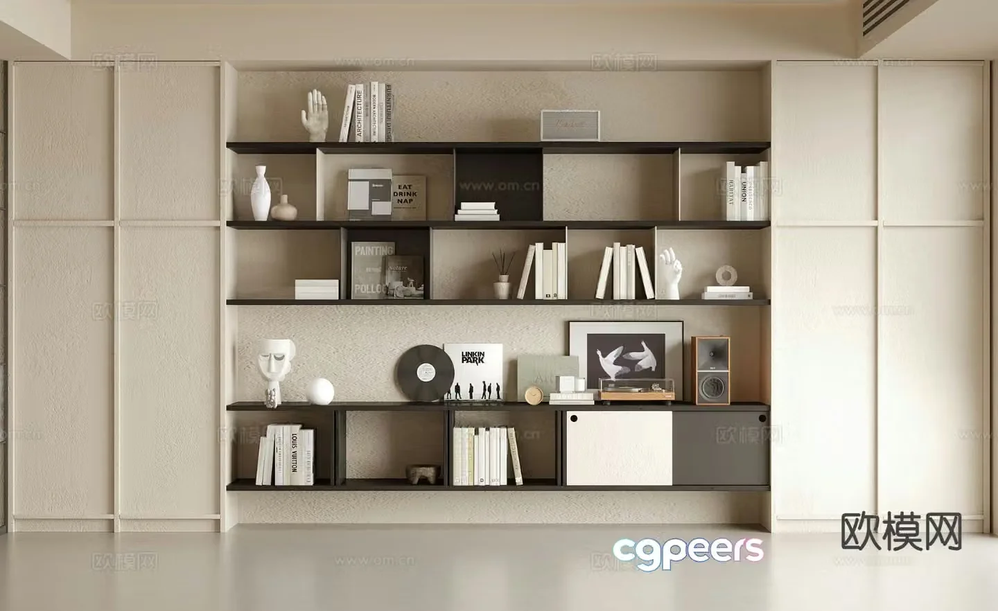 Modern bookcase bookshelf 3d model