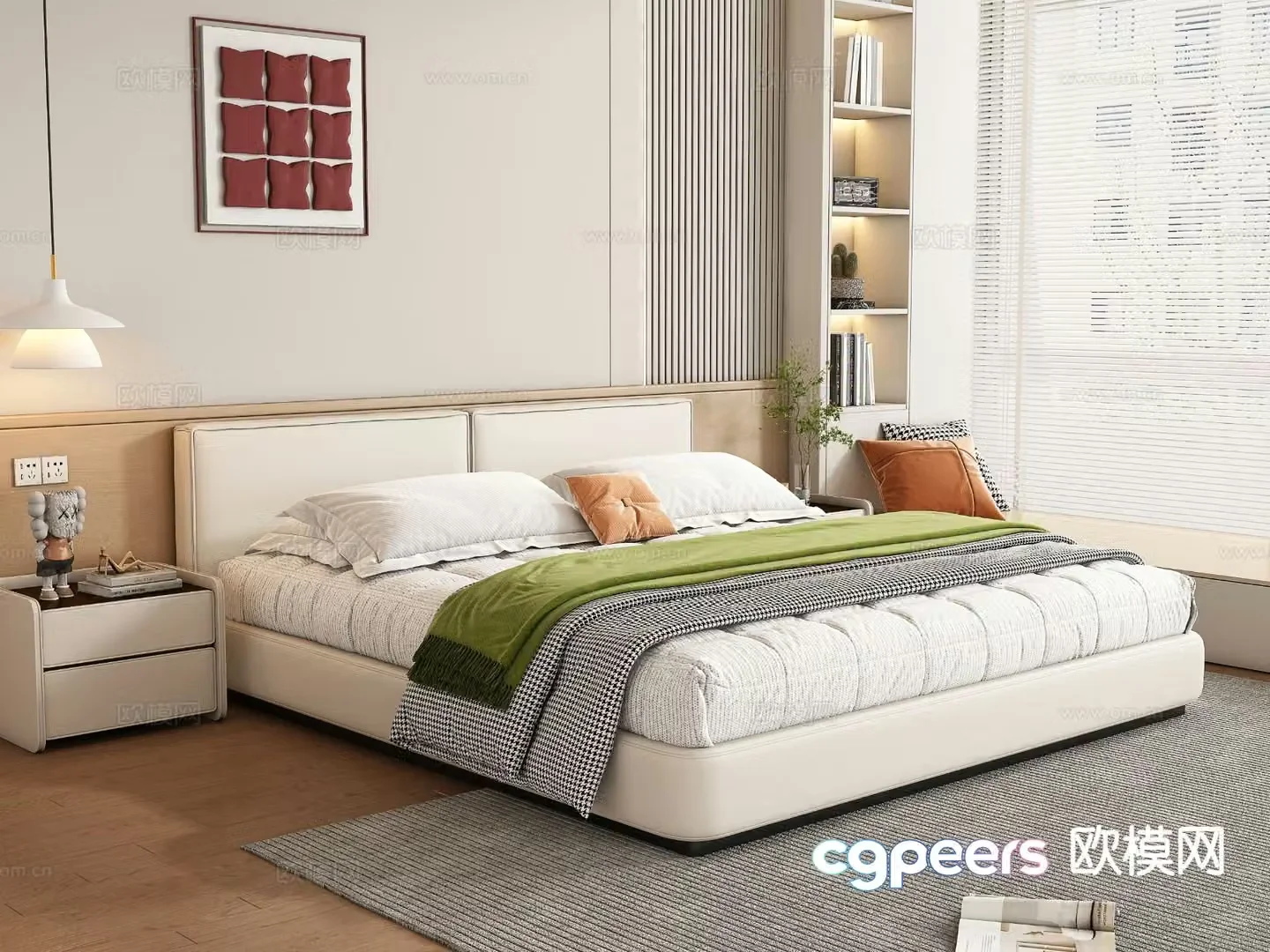 Modern double bed 3d model