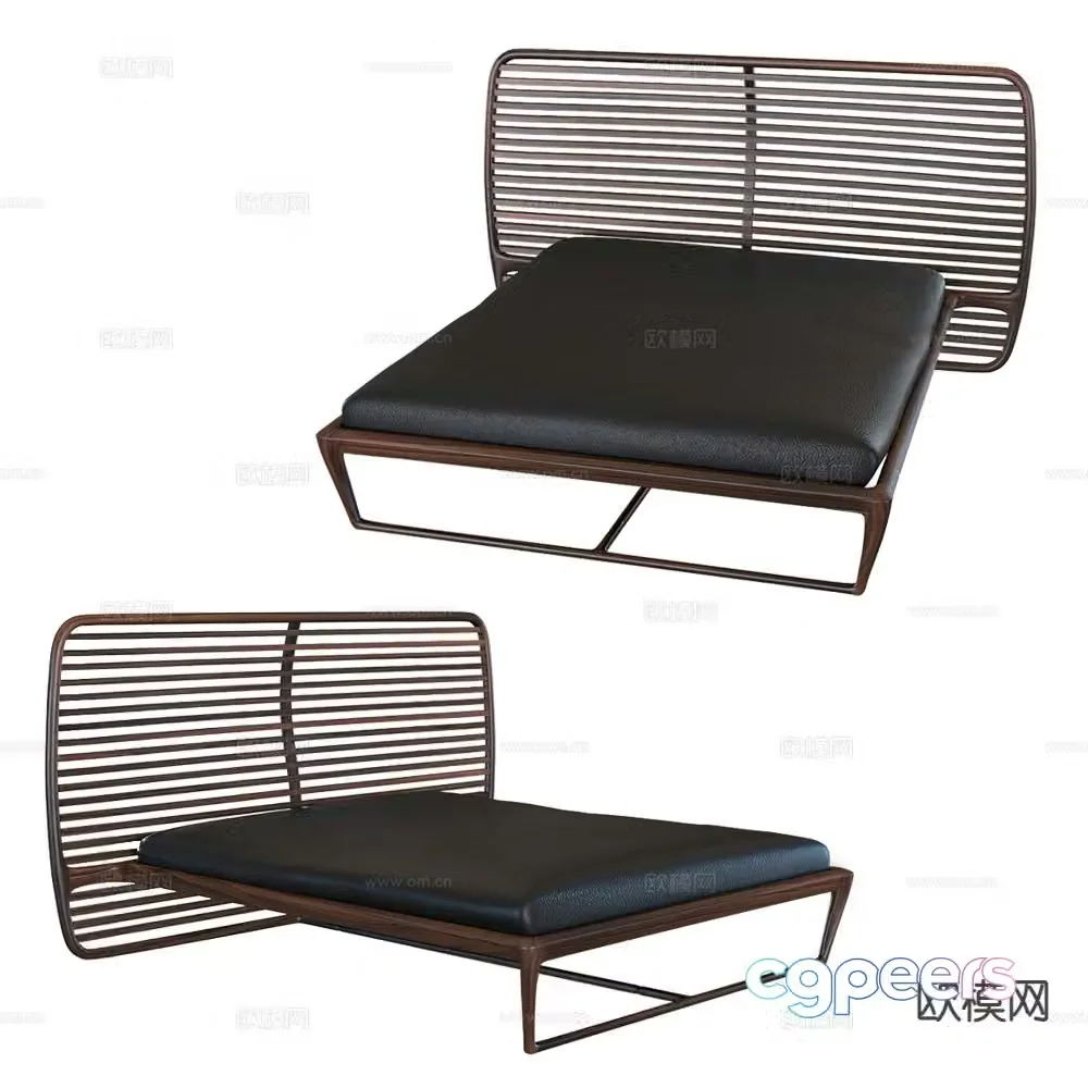 Wabi-sabi double bed 3d model
