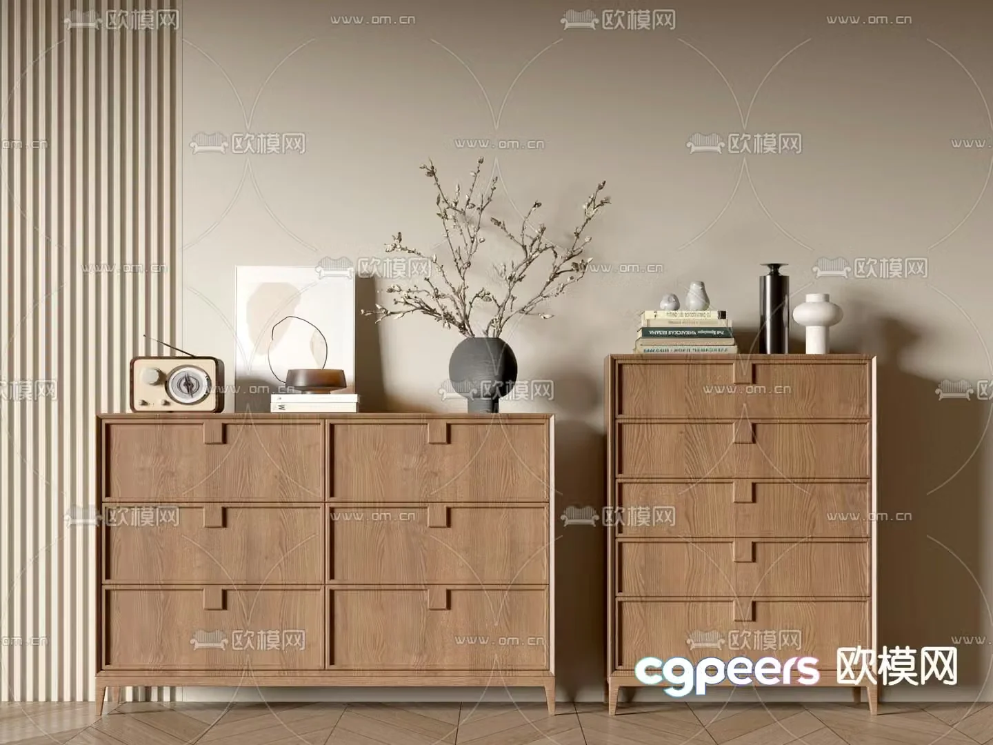 Medieval style side cabinet chest of drawers entrance cabinet 3D model