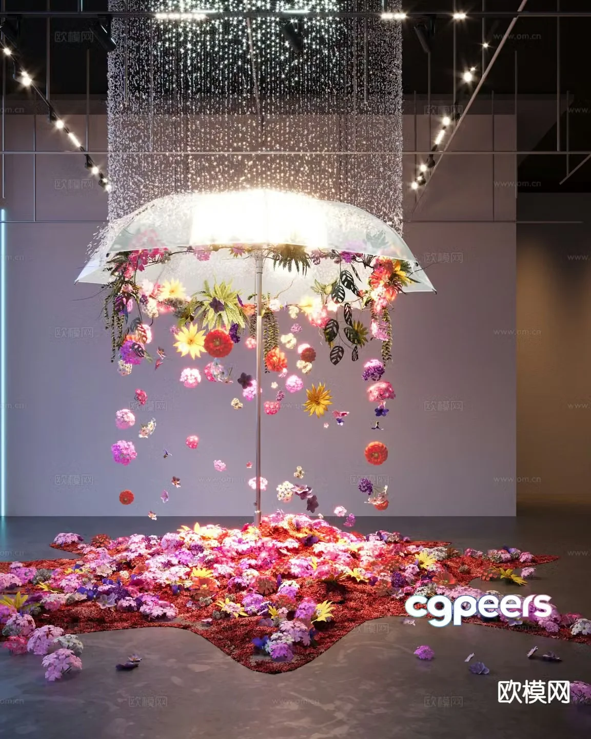 Modern device landscaping flower display 3D model