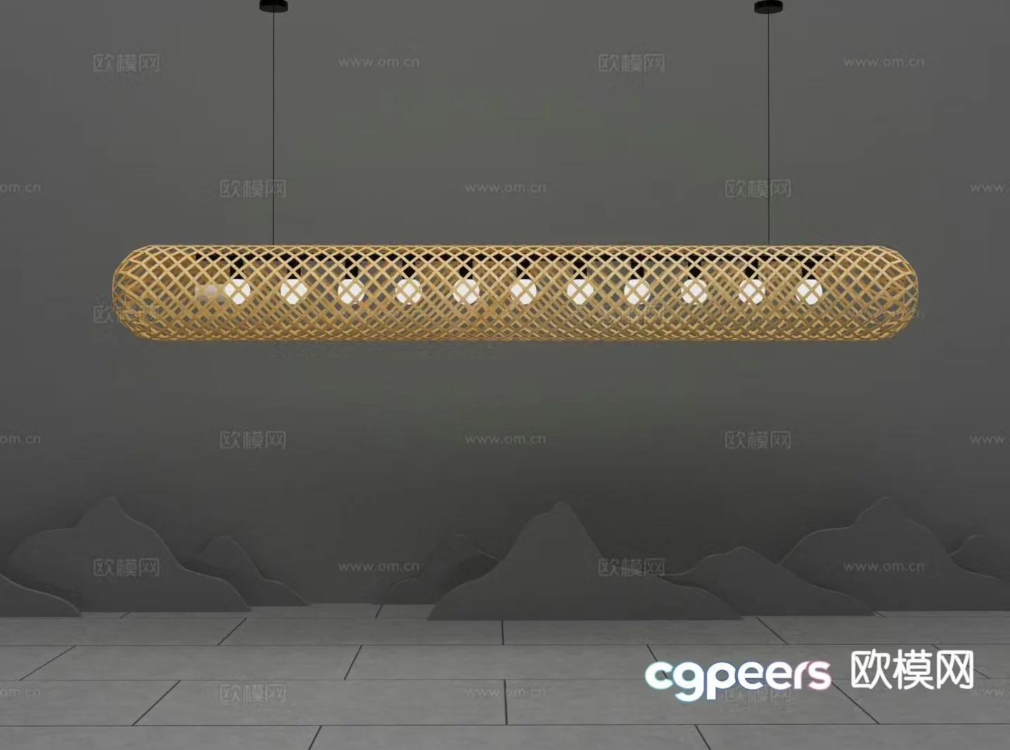 New Chinese style chandelier bamboo chandelier 3d model