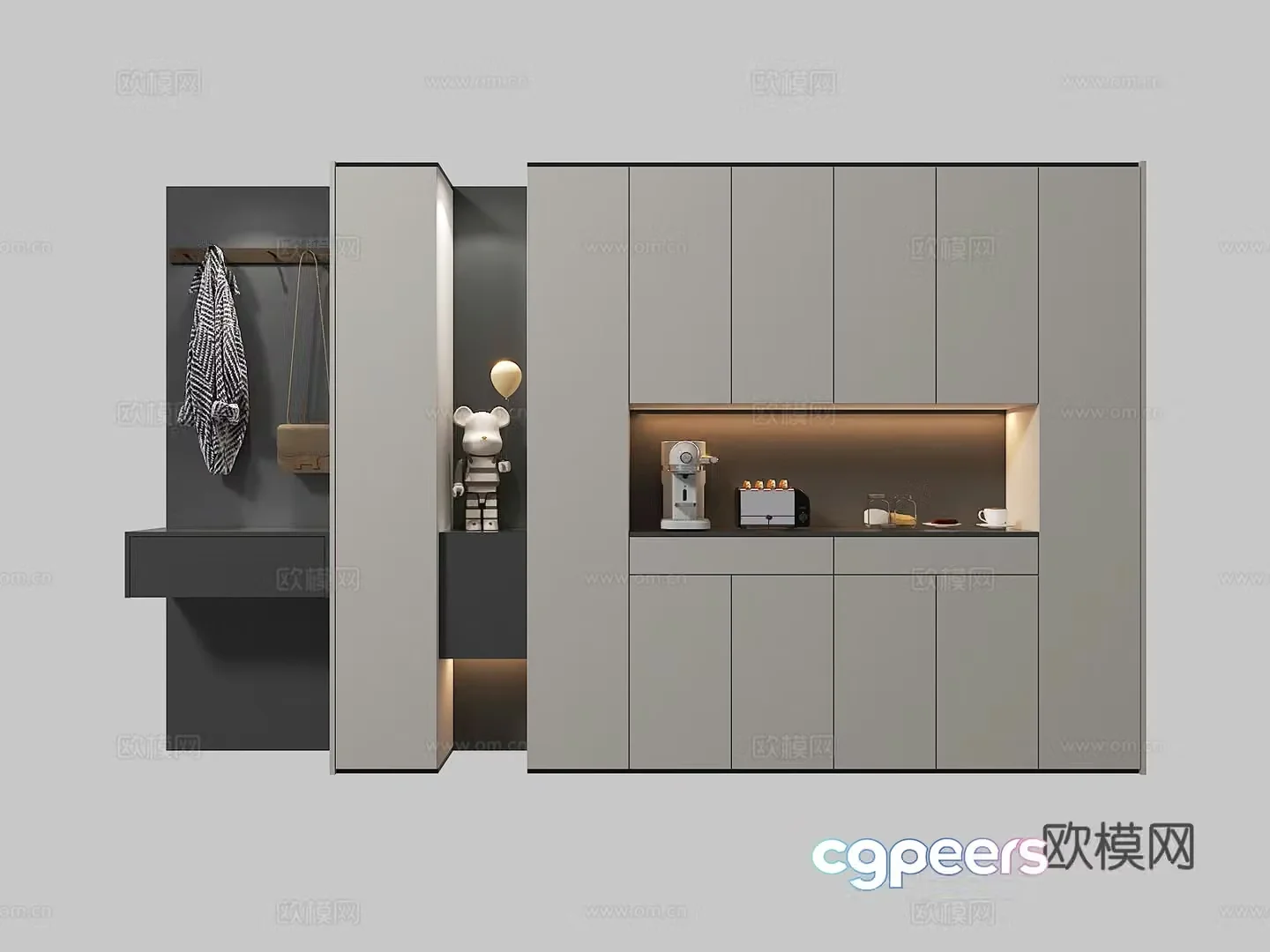 Modern wine cabinet shoe cabinet integrated 3D model
