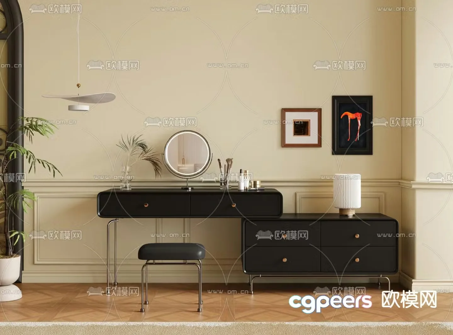 Medium style dressing table 3D model