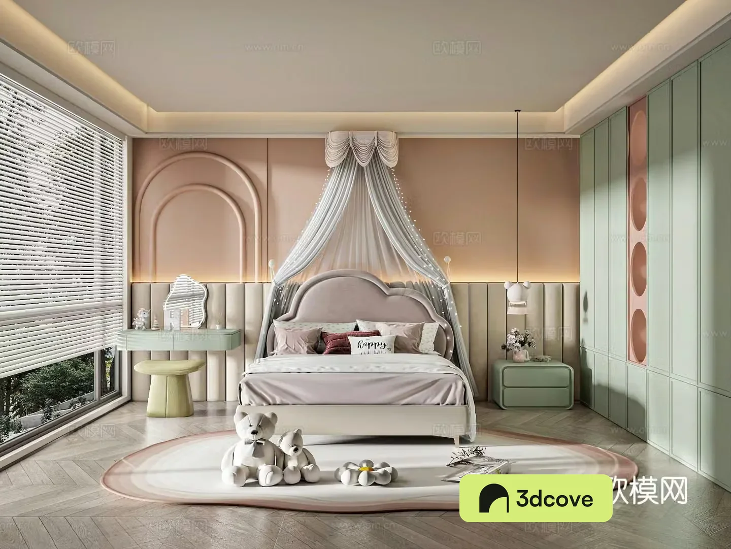 Cream style children’s room 3D model of children’s room