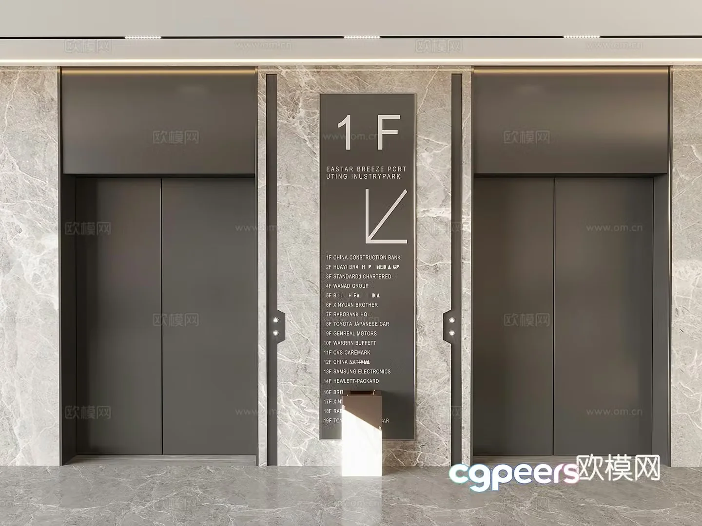 Hotel lift elevator office elevator hall button lobby stainless steel elevator 3D model
