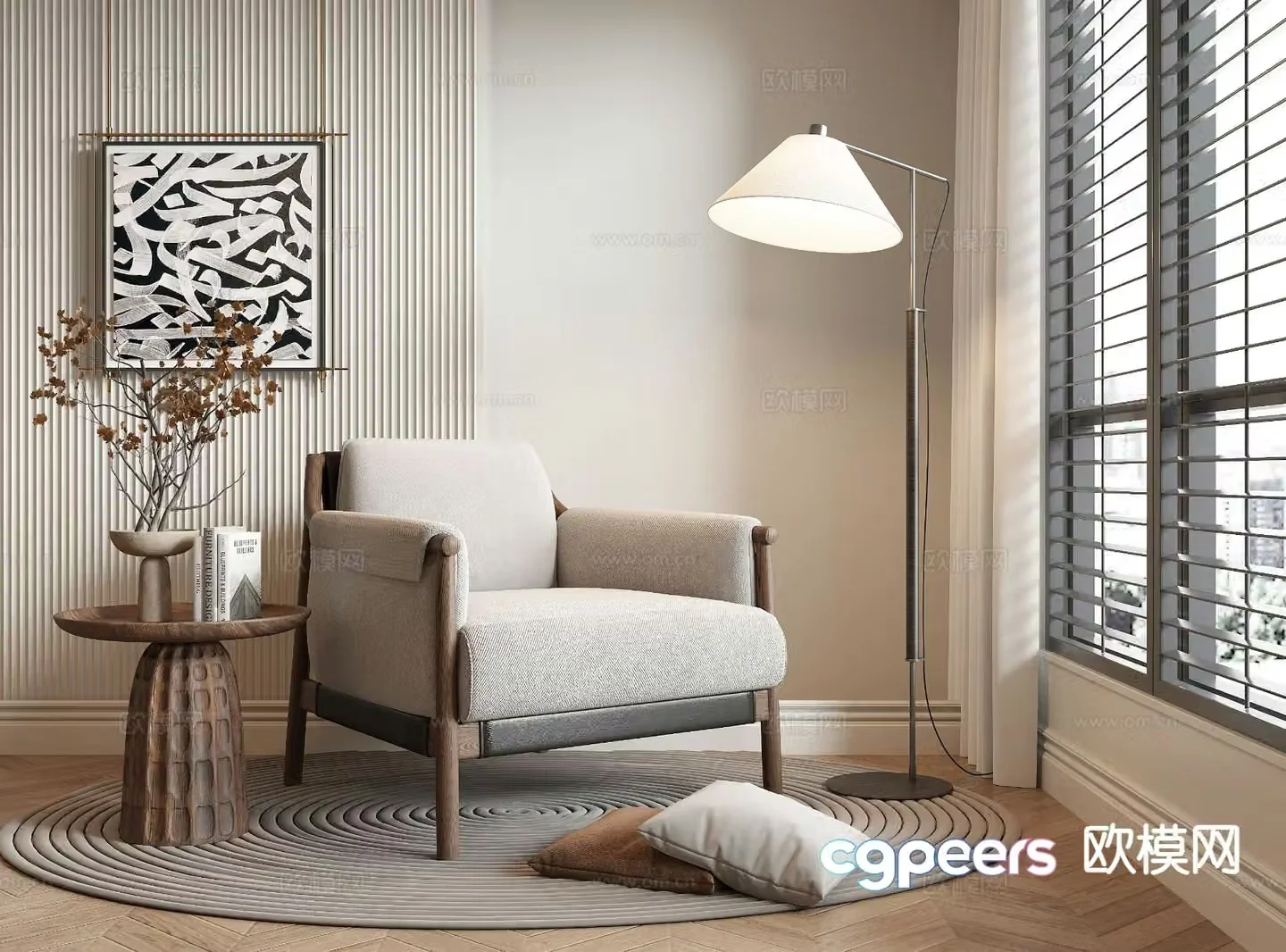 Wabi-sabi chair leisure chair sofa chair 3d model