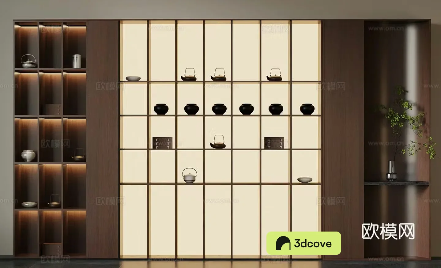 Tea cabinet new Chinese style tea cabinet tea room background wall