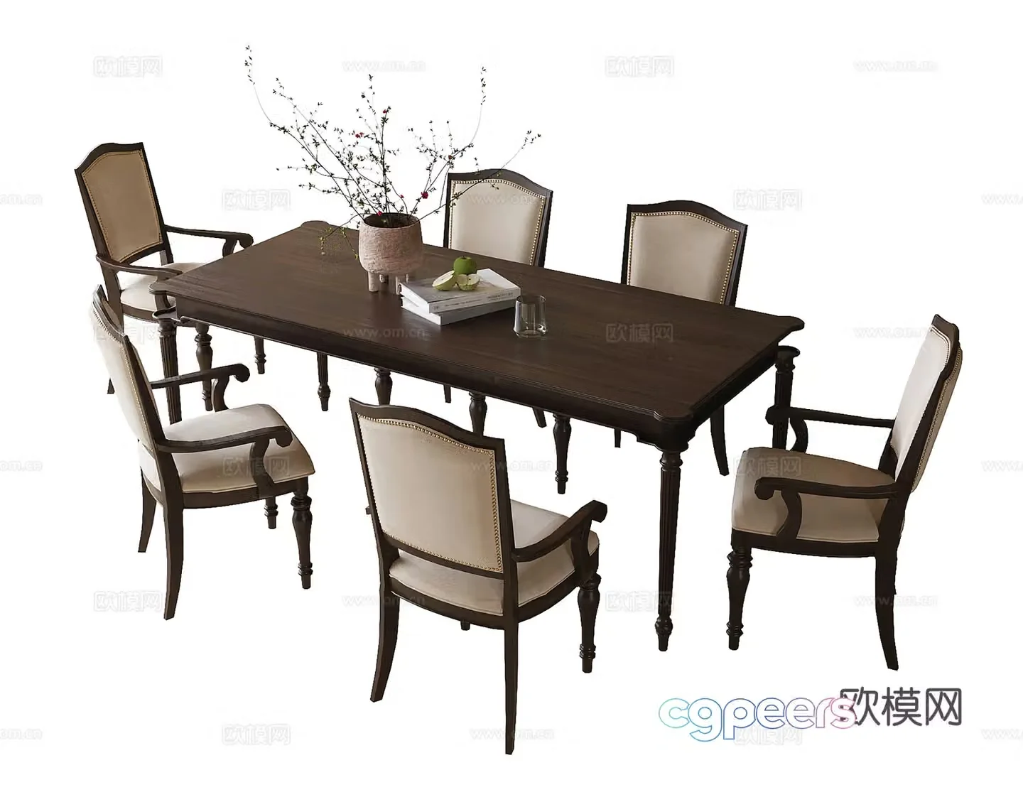 American dining table and chairs Dining chair 3d model
