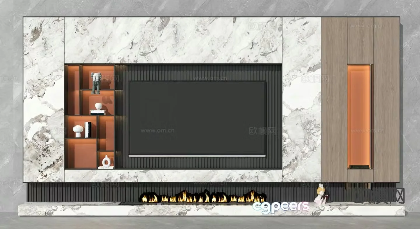 Modern background wall TV background 3d model
