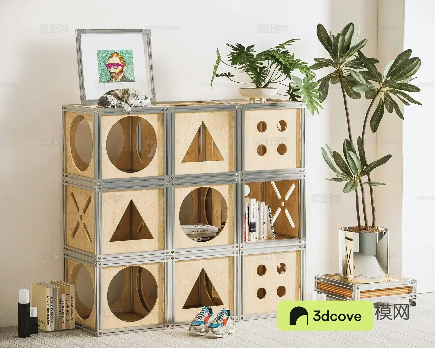 Log storage shelf bookshelf